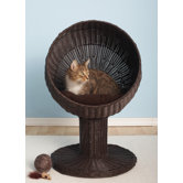 Kitty Ball Rattan Cat Bed in Espresso