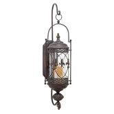 Fleur De Lis Candle Lantern Metal Wall Sconce