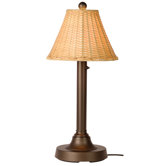 Tahiti II 30" Table Lamp with Antique Honey Wicker Shade in Bronze