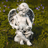 Cherub with Kitten Statue