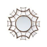 Shaped Gilt Wall Mirror in Distressed Gold