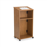 Mobile Wood Lectern with Interior Shelf