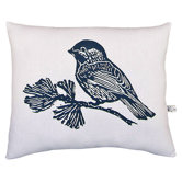 Chickadee Block Print Squillow Accent Pillow