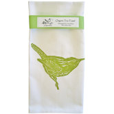 Organic Wren Block Print Tea Towel