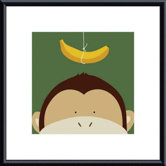 Peek-A-Boo Monkey by Yuko Lau Metal Framed Art Print