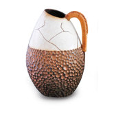 White Wicker Handled Vase