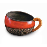 Wicker Handled Red Bowl