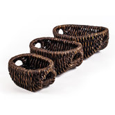 Patina Oval Water Hyacinth Basket (Set of 3)
