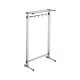 Mobile or Freestanding Aluminum Coat Rack with 5 Hooks, Shelf, and Hanger Bar