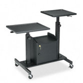 Pro-View Projection Stand, 2 Platforms, 33 x 24 x 28-1/2 to 44-1/2, Black