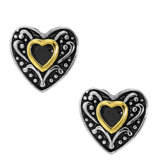 Goldplated Sterling Silver Black Cubic Zirconia Heart Stud Earrings