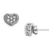 Diamond Heart Stud Earrings