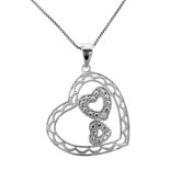Sterling Silver Diamond Accent Triple Heart Necklace
