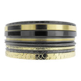 Two-tone Stackable Textured Bangle Bracelet (Set of 11)