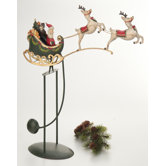 Santa Sleigh Double Reindeer Balance Scultpure