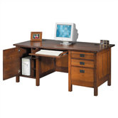 Craftsman Home Office 72" W Executive Modesty Computer Desk with Door