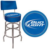 Bud Light Blue Padded Bar Stool with Back