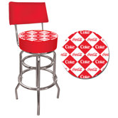 Red Checker Coca Cola Pub Stool with Back