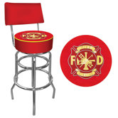 Fire Fighter Padded Bar Stool with Back