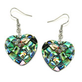 Heart Abalone Shell Dangle Earrings