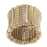 Satin Goldtone Crystal Stretch Ring