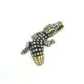 Goldtone Crystal Aligator Stretch Ring
