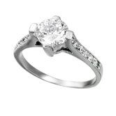 Round Cut Cubic Zirconia Cathedral Setting Engagement Ring