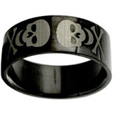Etched Skull Band Ring