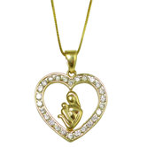 Channel-set Cubic Zirconia Heart with Mother and Child Pendant