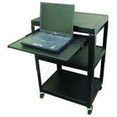 Adjustable Steel AV Cart (26" to 42" High) with Pull-Out Shelf