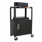 Adjustable Steel AV Cart with Locking Cabinet