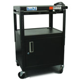 Height adjustable AV Media Cart with Security Cabinet