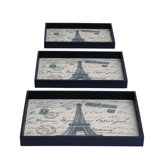 Paris Themed Rectangular Serving Tray (Set of 3)