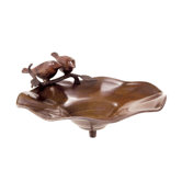 Antiqued Birdbath with Birds