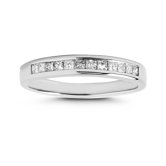 14k White Gold 1/3 Carat TDW Princess Cut Channel Set  Wedding Ring