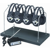 Multi Wireless Listening Center with 4 Headphones and Headphone Rack