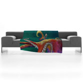 Clara Nilles Mardi Gras Octopus Fleece Throw Blanket