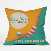 Anderson Design Group Polyester Dive California Indoor/Outdoor Throw Pillow