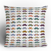 Bianca Green Mustache Mania Throw Pillow