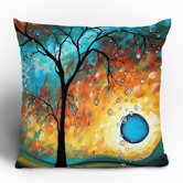 Madart Inc. Aqua Burn Throw Pillow