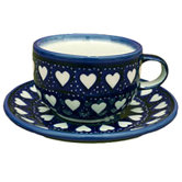 Love Hearts Hand-Decorated Cup and Saucer