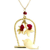 Birdcage Ruby Drop-Stone Necklace