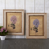 Botanical Vintage Hydrangea Wall Art Print (Set of 2)