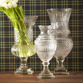 "Columbia" Hand-Etched Hurricane Urn / Vase (Set of 3)