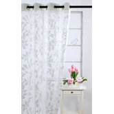 Alibi sheer white window panels with an opaque leaf design (set of 2)