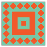 Folksy Love Decorative Tile in Checkers Red/Orange-Green