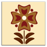 Folksy Love Decorative Tile in Gardenia Burgundy