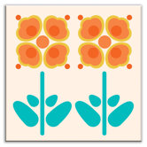 Folksy Love Decorative Tile in Pressed Flowers Orange
