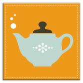 Kitschy Kitchen Decorative Tile in Spot of Tea Orange-Light Teal