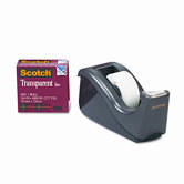 C60 Desktop Dispenser/12 Rolls Transparent Glossy Tape, 1" core, Black